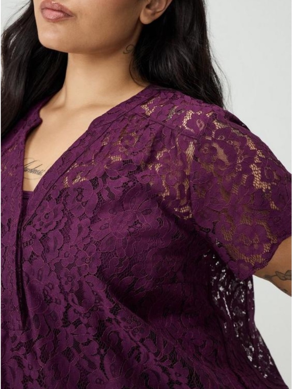 Torrid Harper Lace Blouse Size 00 Potent Purple - Picture 4 of 6